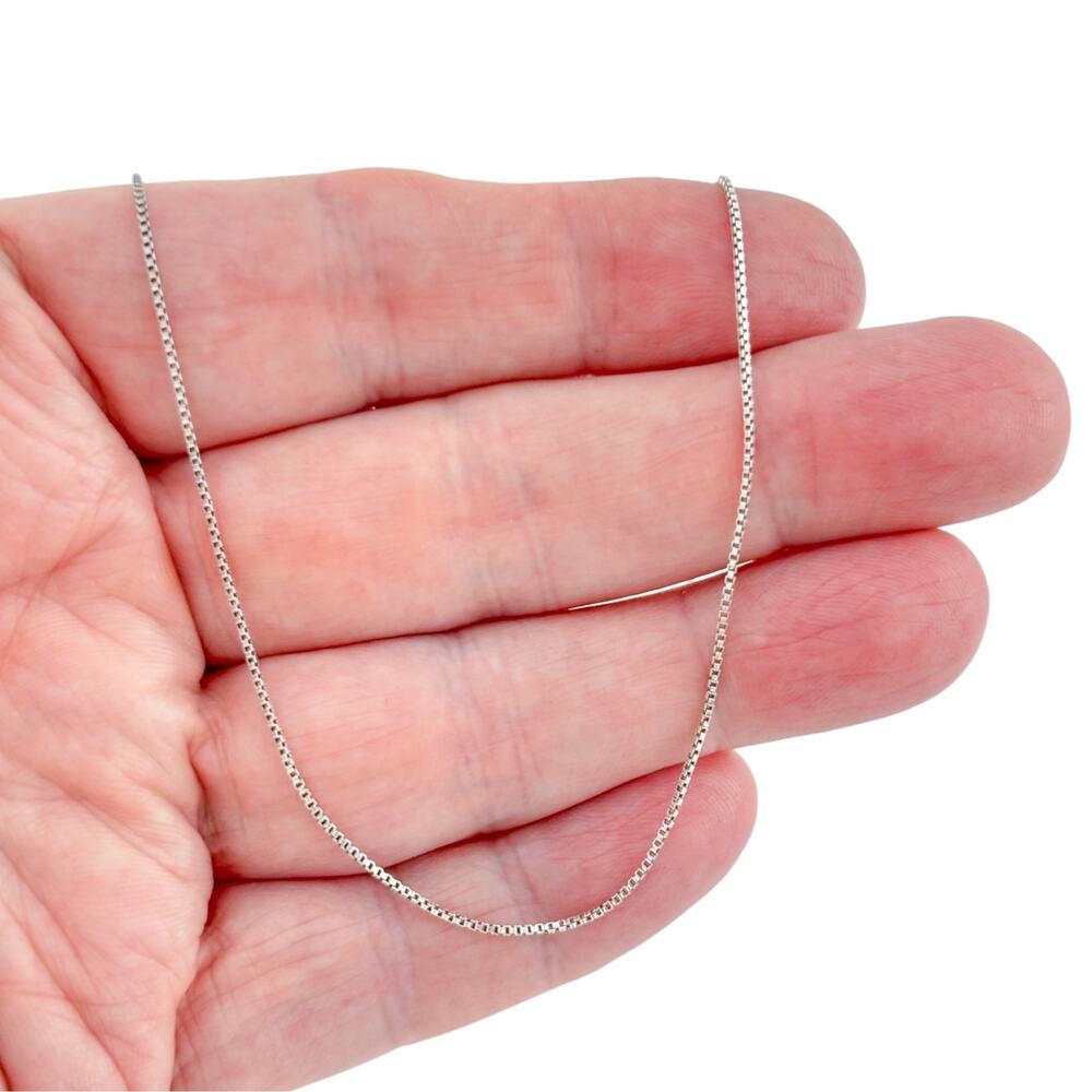 Vintage Italy Sterling Silver 925 Box Chain Necklace 18"